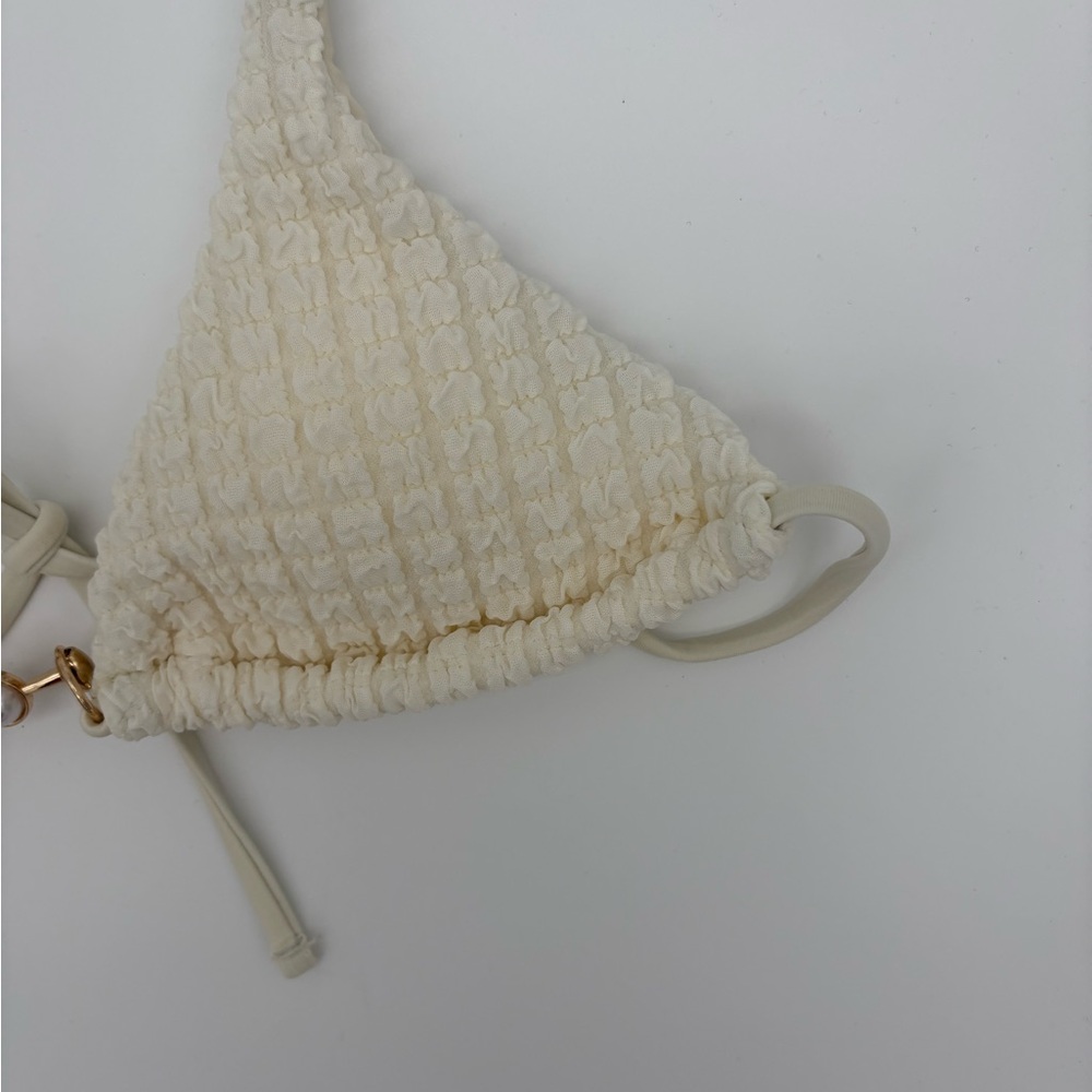 Seafolly Cream Waffle Textured Pearl-Accent Tie Bikini NWT - Picture 5 of 6